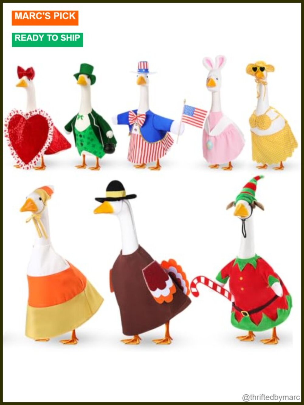 8 Piece Seasonal Goose Outfit Set 23 Inch Porch Decor Holiday Costumes